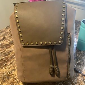 Faux leather drawstring backpack